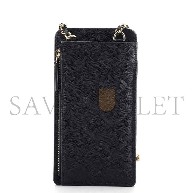 Ch*el phone holder crossbody bag quilted caviar ap0990 (18.2*9*3cm)