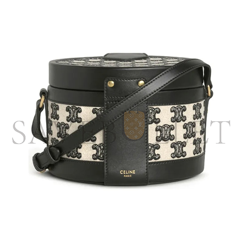 Ce**e shoulder bag tambour triomphe in fabric and cow leather 195192cs8.38no (17*17*12cm)