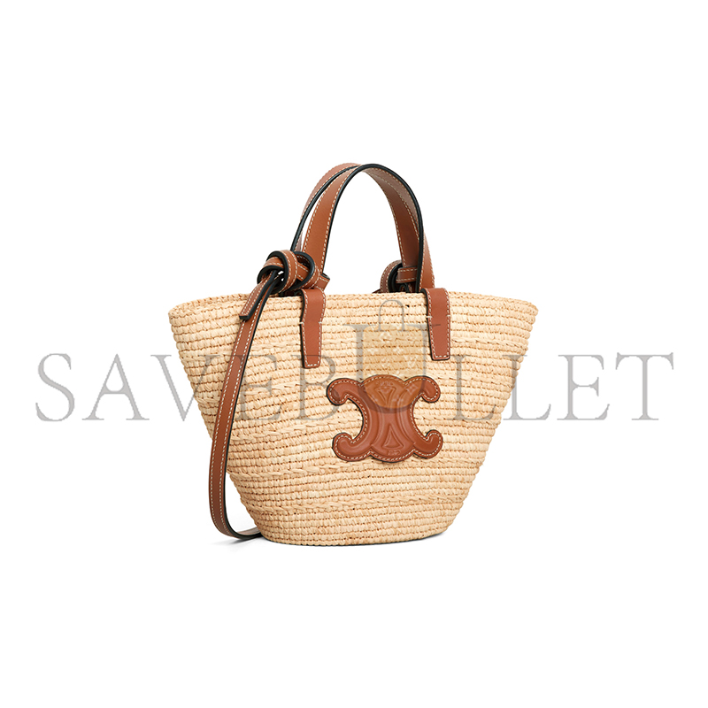 ce**e nano S*pple ce**e classic panier in raffia and calfskin 10m582dz2.02nt (22*15.5*9.5cm)