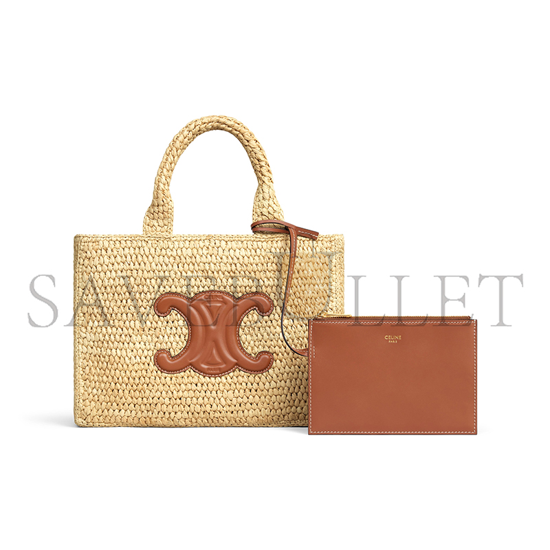 Ce**e small cabas thais in raffia and calfskin 116302ff7.04lu (27*19*13cm)