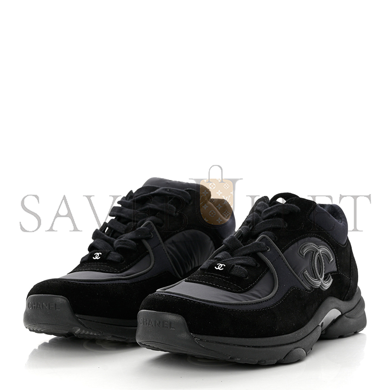 Ch*el fabric calfskin suede cc sneakers 1211339