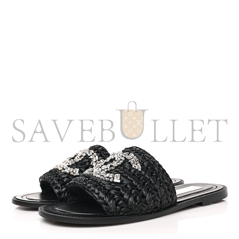 Ch*el raffia crystal cc mules sandals 1319546