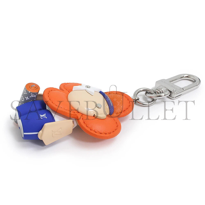 l0*is V*t0n bag charm vivienne gym key holder calfskin, orange & blue m01198