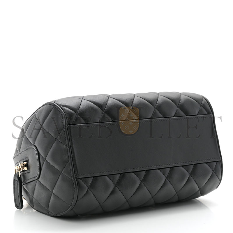 Ch*el lambskin quilted mini bowling bag black ap4411 (18.5*11.4*4cm)