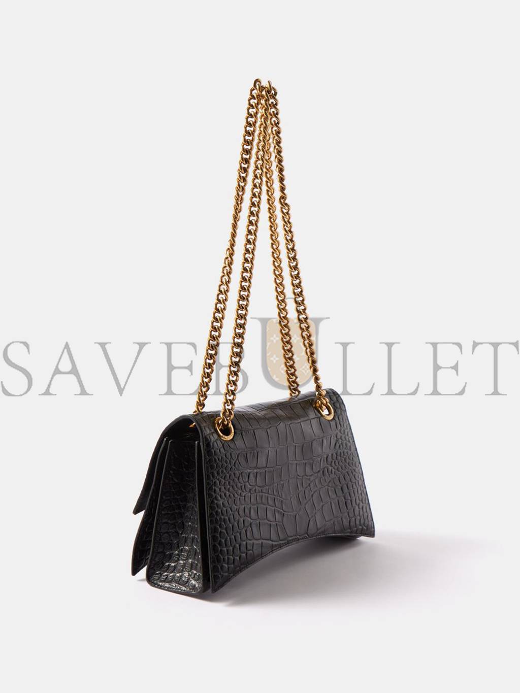 Ba*len*cia*ga black crush chain crocodile-effect leather shoulder bag matchesfashion us (25.5*16*6.4cm)