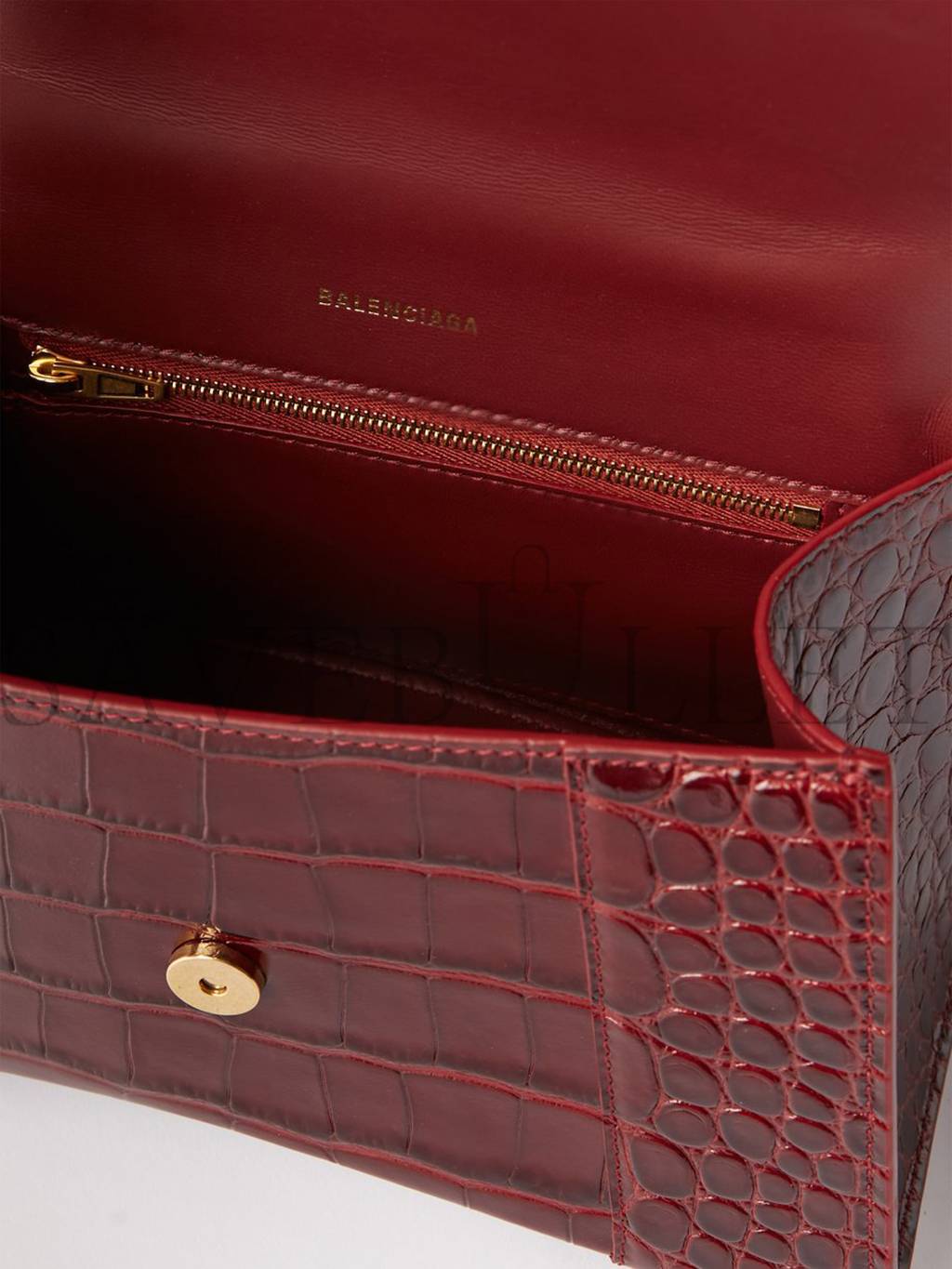 Ba*len*cia*ga red hourglass s crocodile-effect leather bag matchesfashion us (22.5*14.5*10cm)