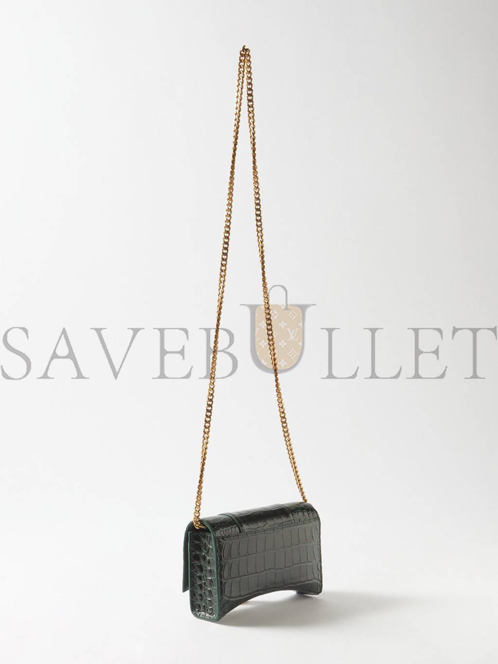 Ba*len*cia*ga green hourglass croc-effect leather cross-body bag matchesfashion us (19.8*12.1*5cm)