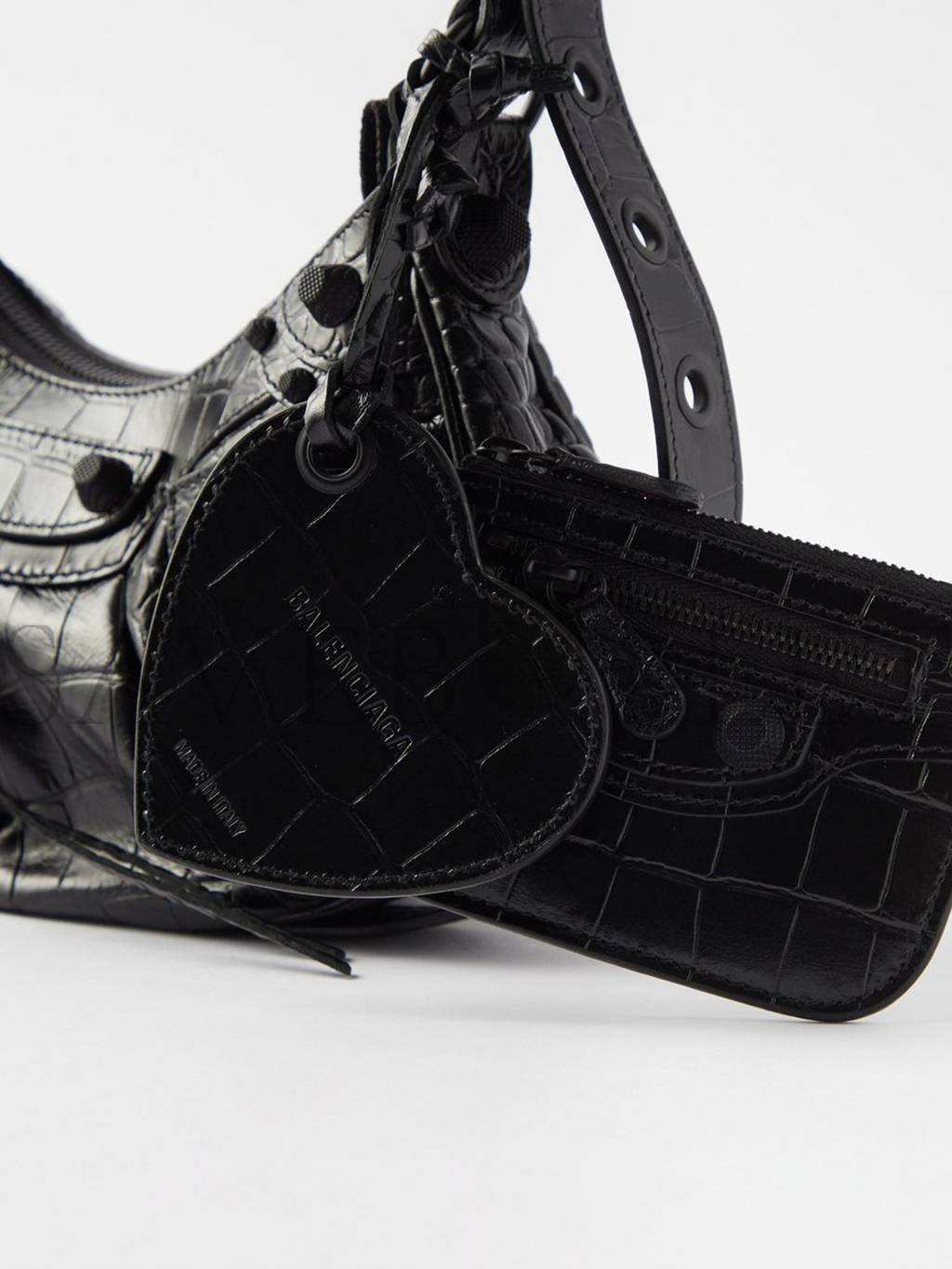 Ba*len*cia*ga black le cagole xs croc-effect leather shoulder bag matchesfashion us (25.6*11.4*7.3cm)