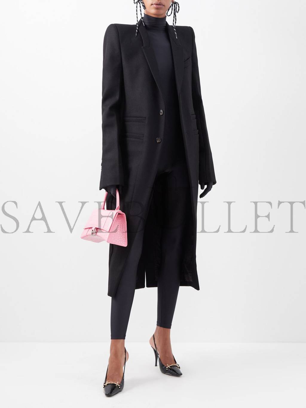 Ba*len*cia*ga pink hourglass s crocodile-effect leather bag matchesfashion us (22.5*14.5*10cm)