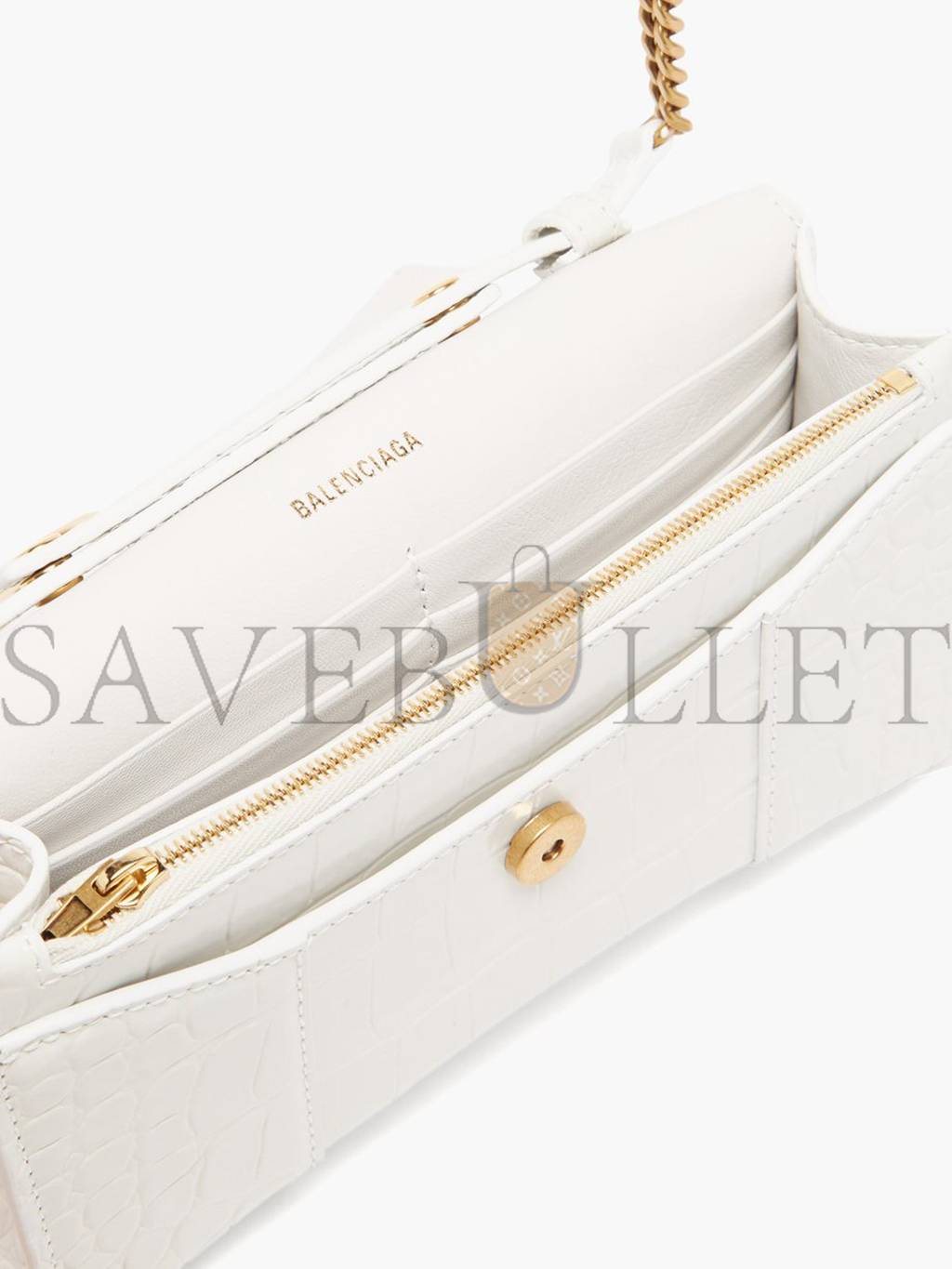 Ba*len*cia*ga white hourglass crocodile-effect leather cross-body bag matchesfashion us (19.8*12.1*5cm)