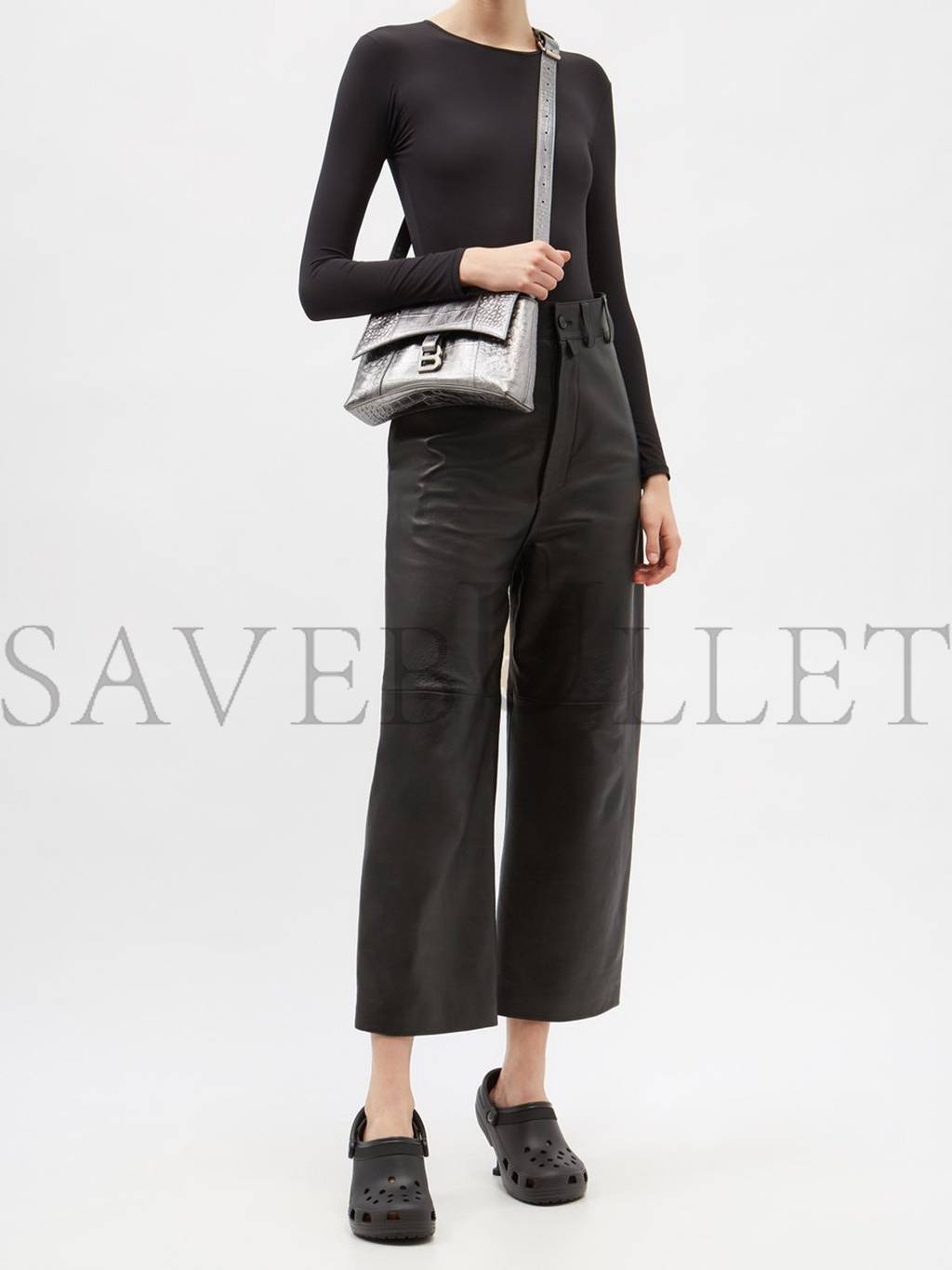 Ba*len*cia*ga metallic downtown xs croc-effect leather cross-body bag matchesfashion us (27*16.5*5.5cm)