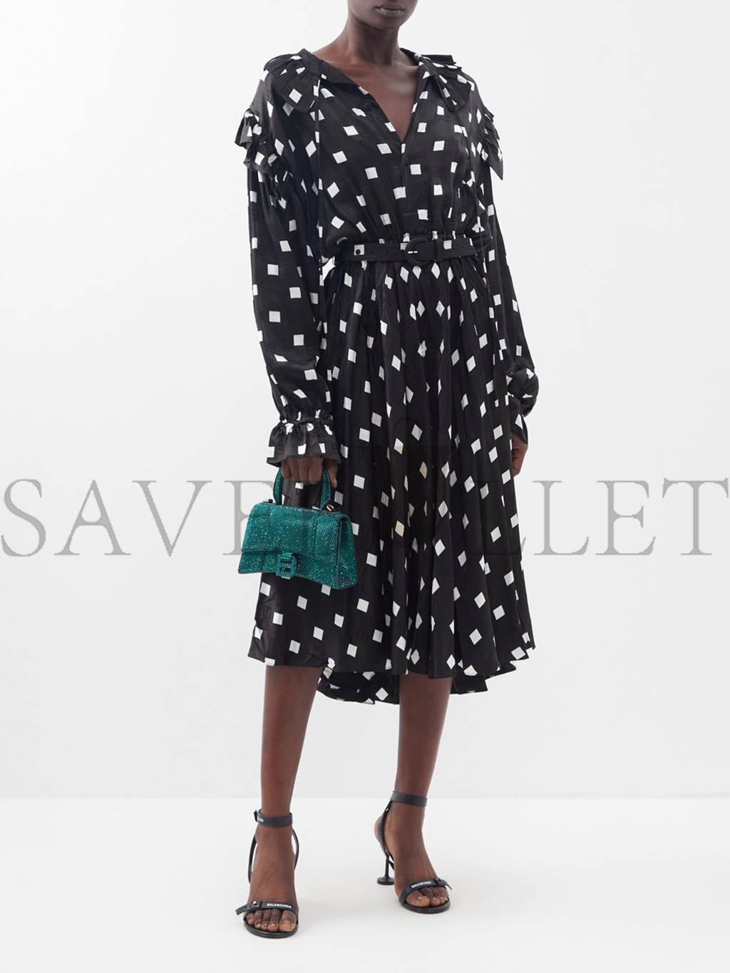 Ba*len*cia*ga green hourglass xs crystal-embellished cross-body bag matchesfashion us (19*12.1*7.6cm)