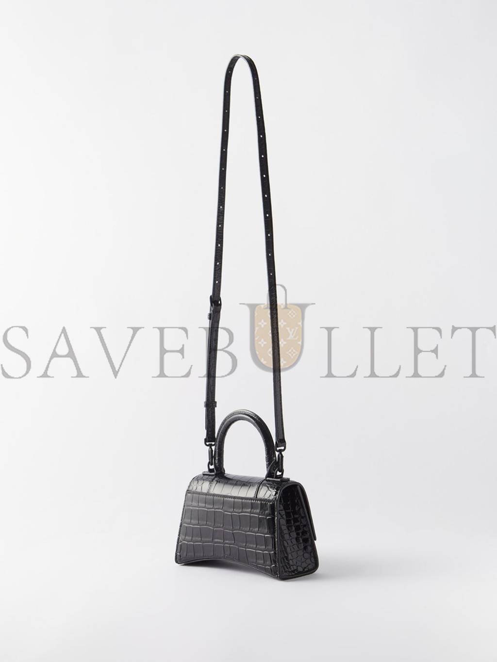 Ba*len*cia*ga black hourglass xs croc-effect leather cross-body bag matchesfashion us (19*12.5*8cm)