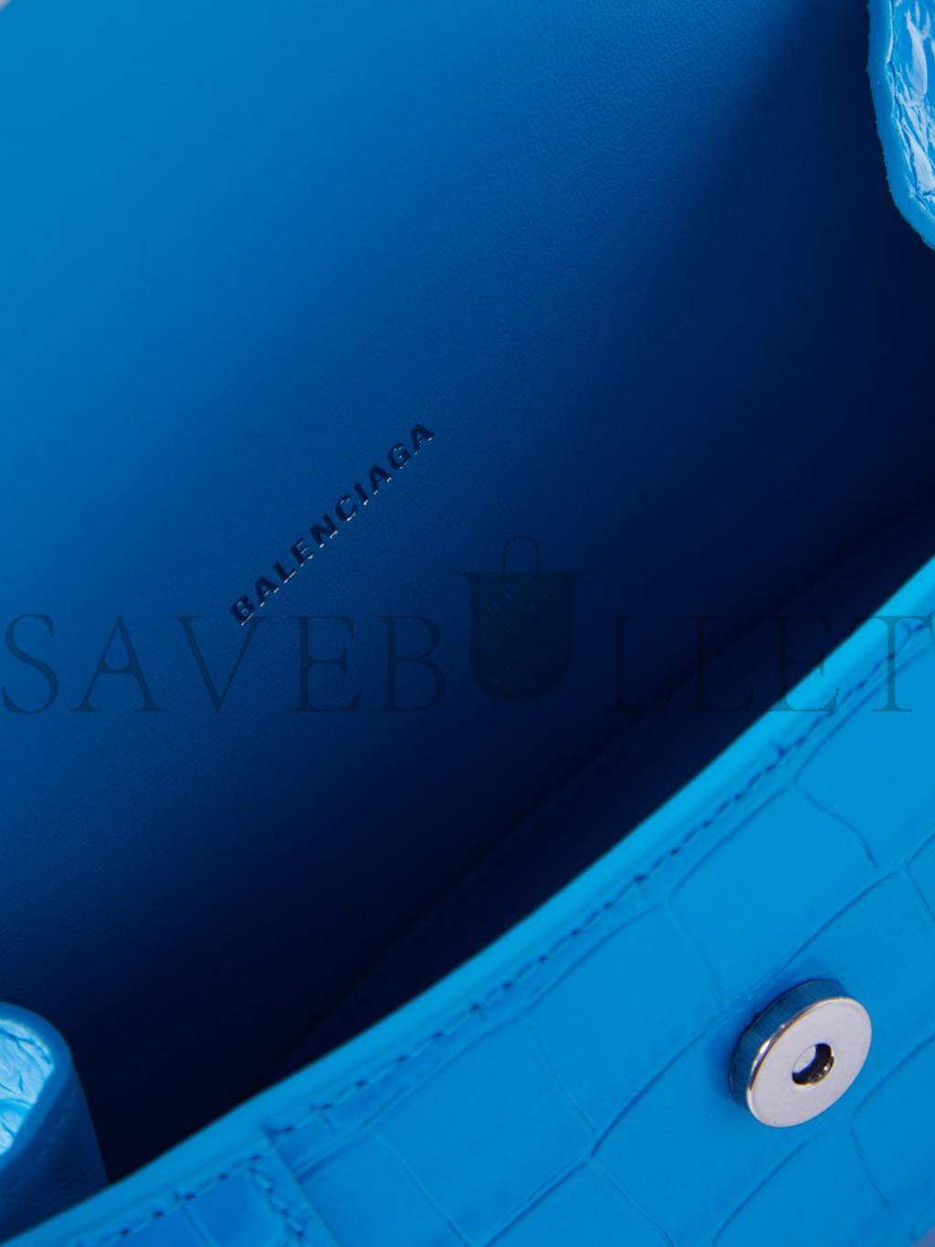 Ba*len*cia*ga blue hourglass xs crocodile-effect leather bag matchesfashion us (19.5*12*5cm)