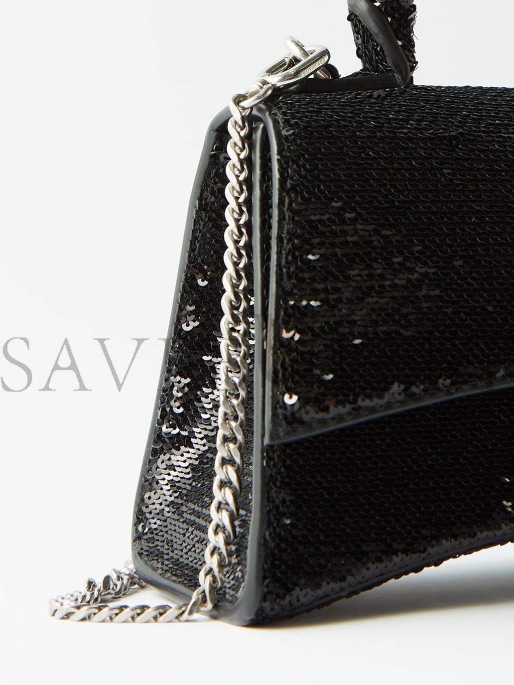 Ba*len*cia*ga black hourglass xs sequinned handbag matchesfashion us (19*12.1*7.6cm)