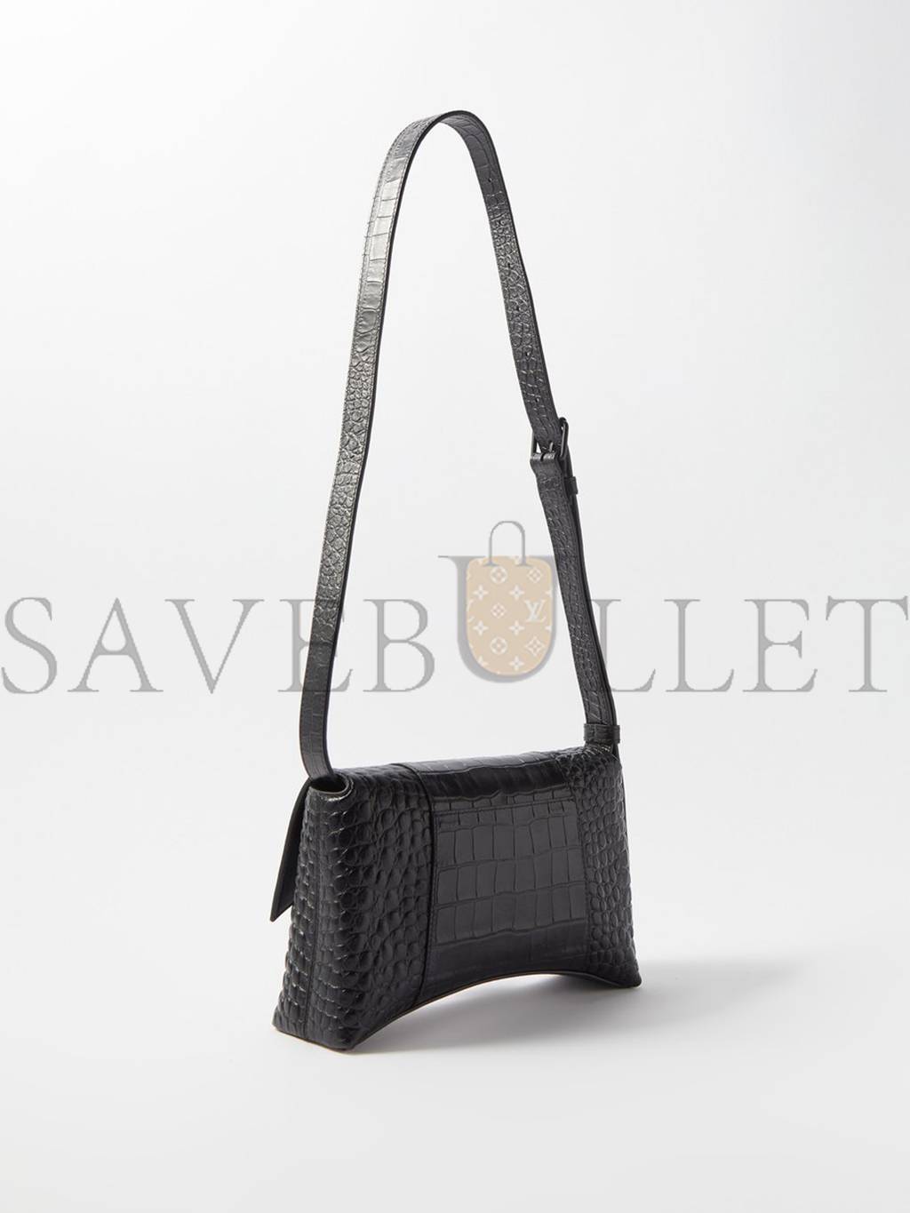 Ba*len*cia*ga black downtown xs crocodile-effect leather bag matchesfashion us (25.4*15*6cm)