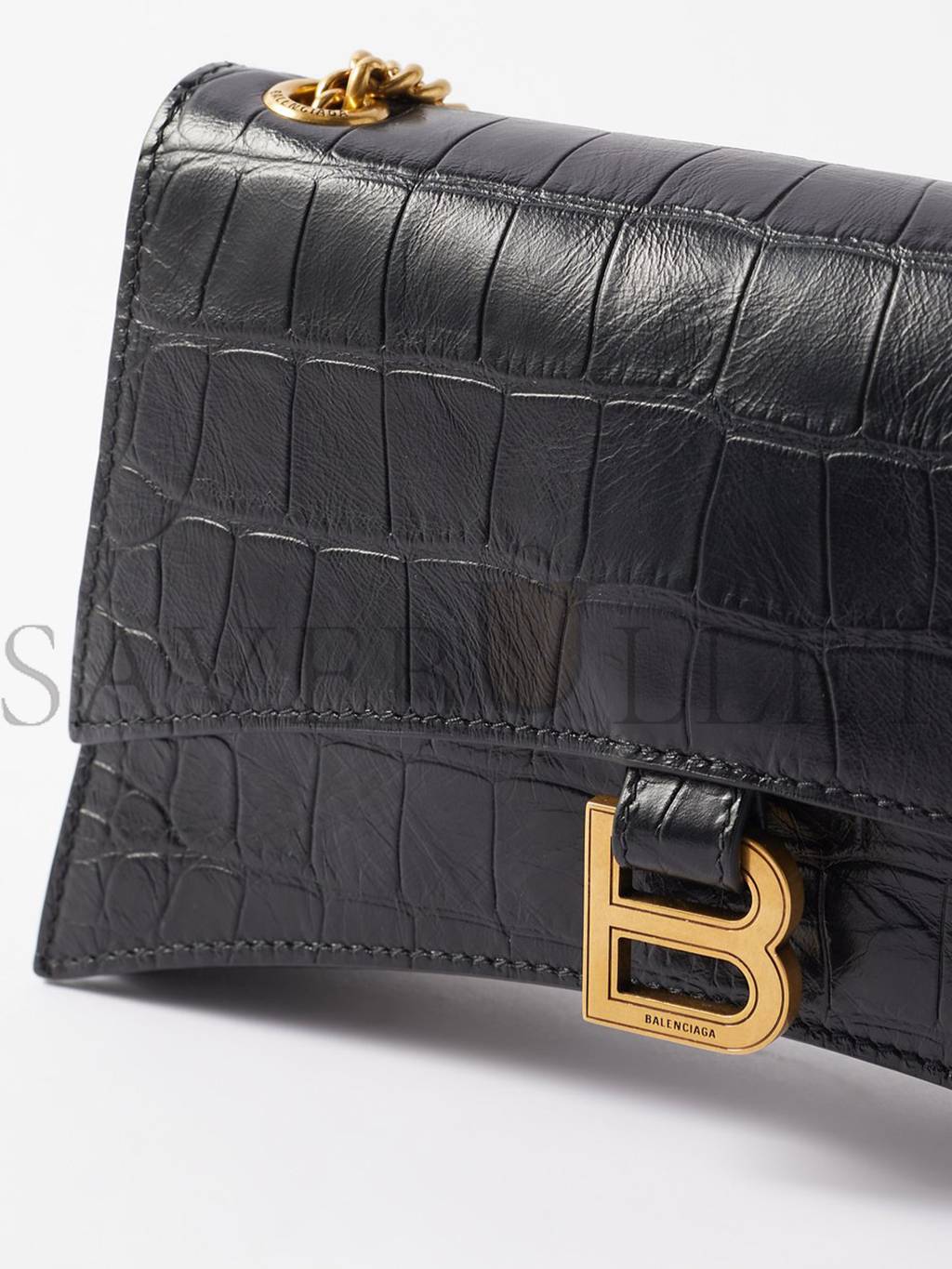Ba*len*cia*ga black crush xs crocodile-effect leather cross-body bag matchesfashion us (21.5*11*5cm)
