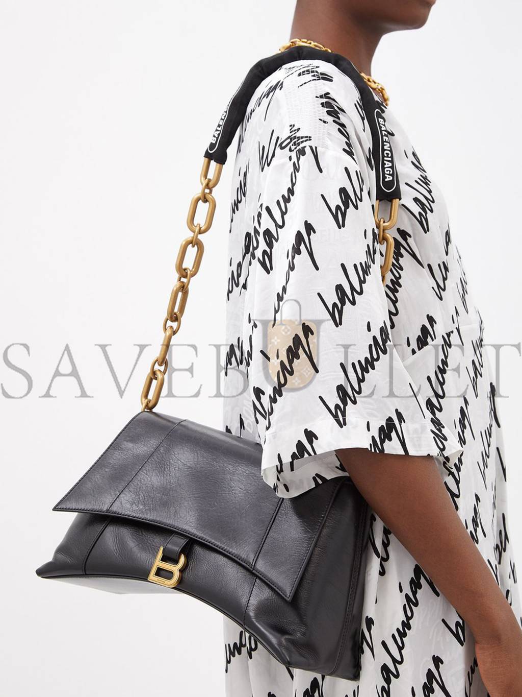 Ba*len*cia*ga black downtown m chain-handle leather shoulder bag matchesfashion us (33*20.3*14.5cm)