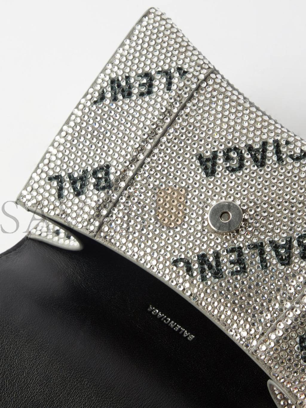 Ba*len*cia*ga silver hourglass xs crystal-embellished leather bag matchesfashion us (19*12*6.6cm)