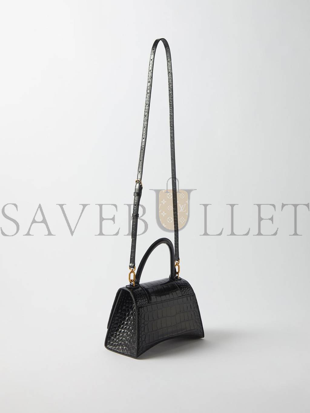 Ba*len*cia*ga black hourglass s crocodile-effect leather bag matchesfashion us (22.8*15.2*9cm)