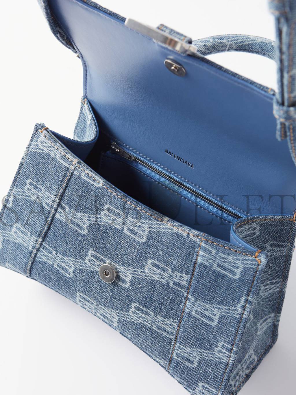 Ba*len*cia*ga blue hourglass monogrammed denim bag matchesfashion us (22.5*13.4*9.5cm)