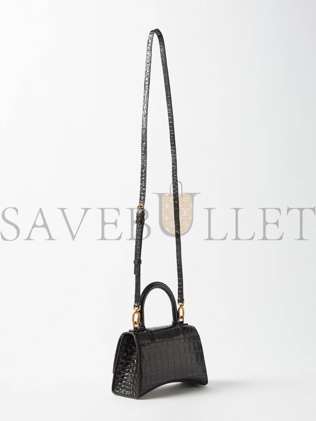 Ba*len*cia*ga black hourglass xs crocodile-effect leather bag matchesfashion us (19*12.1*7.6cm)