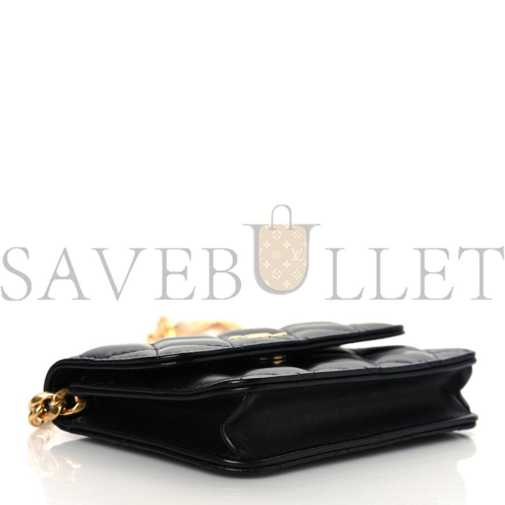Ch*el lambskin resin quilted clutch with chain black gold hardware (15*10*5cm)