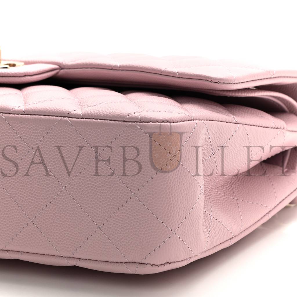 Ch*el caviar quilted medium double flap light pink rose gold hardware (25*15*6cm)