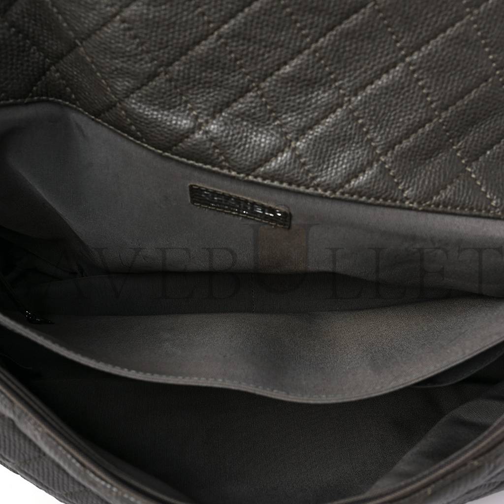 Ch*el calfskin quilted xxl travel flap bag khaki silver hardware (46*28*14cm)