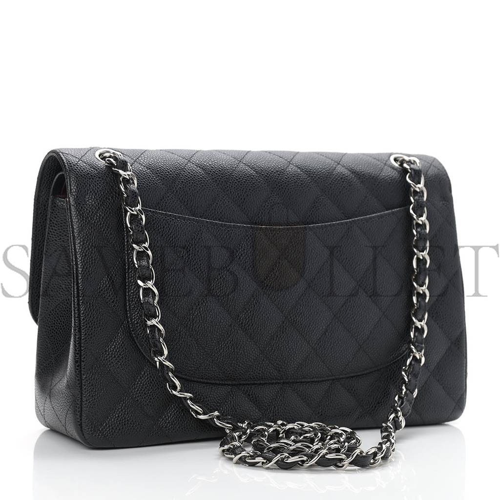 Ch*el caviar quilted jumbo double flap black silver hardware (30*20*9cm)