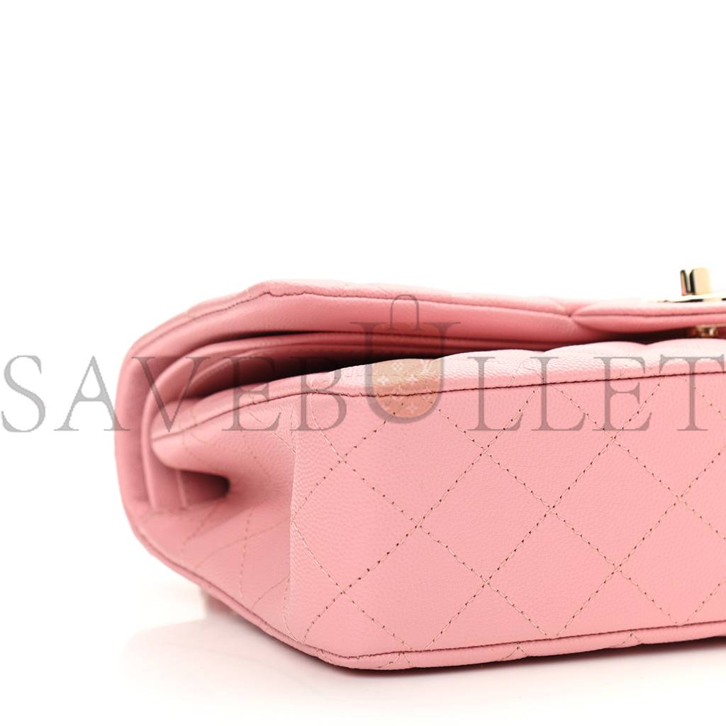 Ch*el caviar quilted medium double flap pink (25*15*6cm)
