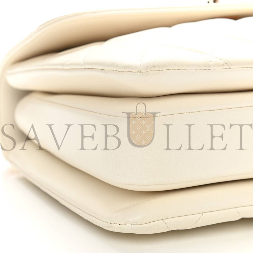 Ch*el lambskin quilted small trendy cc dual handle flap bag white rose gold hardware (25*17*6cm)