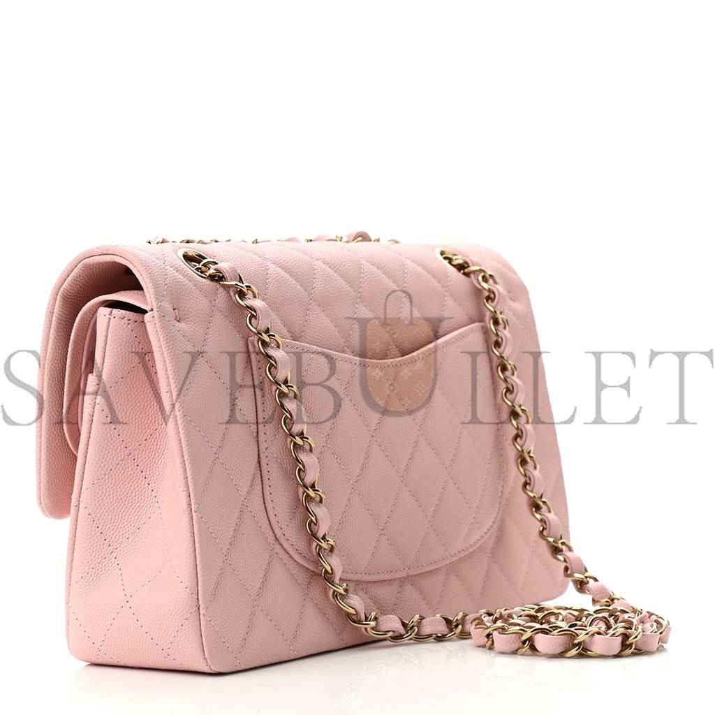 Ch*el caviar quilted medium double flap light pink rose gold hardware (25*15*6cm)