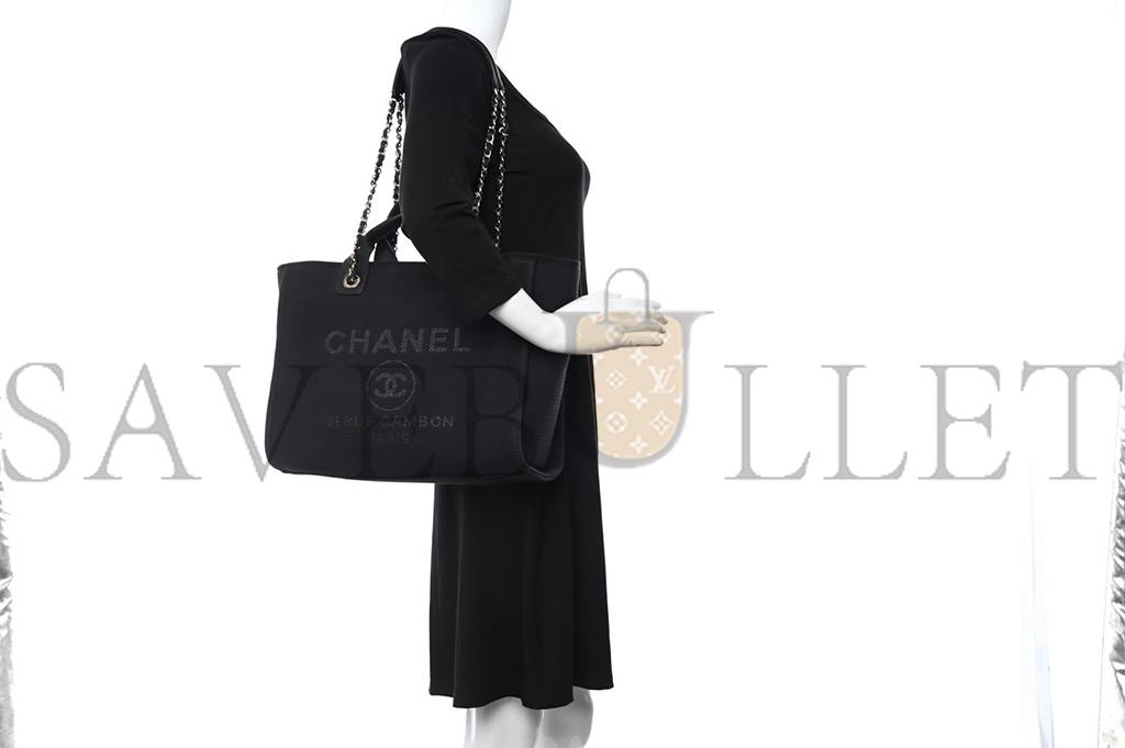 Ch*el mixed fibers small deauville tote black (34*29*15cm)