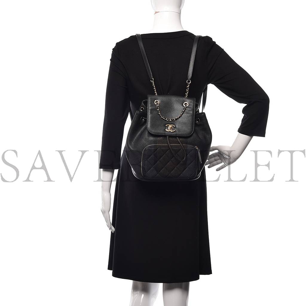 Ch*el caviar quilted business affinity backpack black rose gold hardware (23*23*15cm)