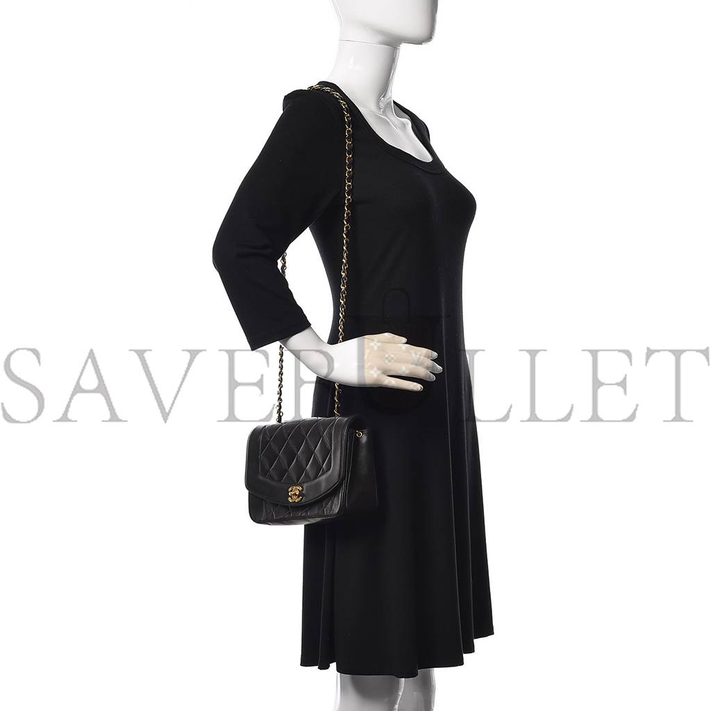 Ch*el lambskin quilted small pillow crush flap black gold hardware (22*13*6cm)