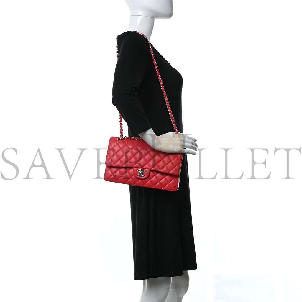 Ch*el caviar quilted medium double flap red rose gold hardware (25*15*6cm)