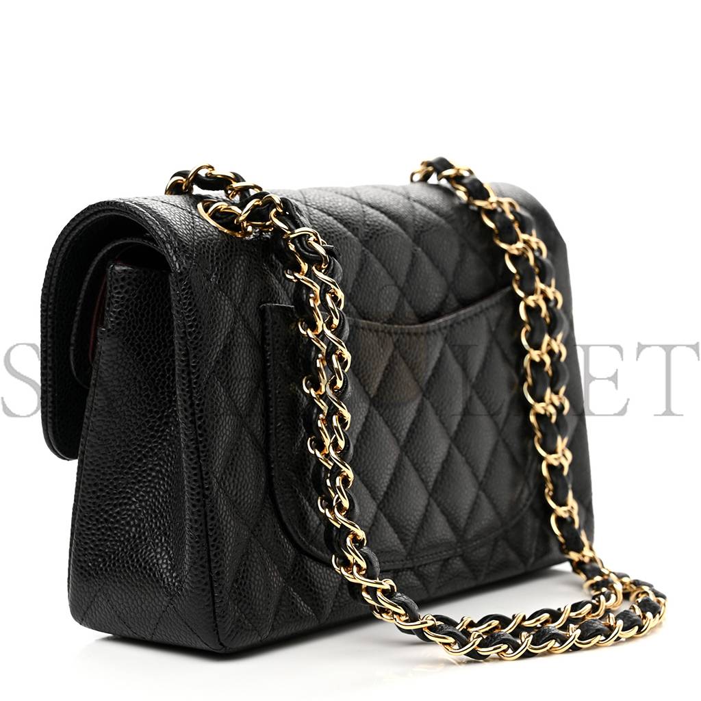 Ch*el caviar quilted small double flap black gold hardware (23*14*6cm)