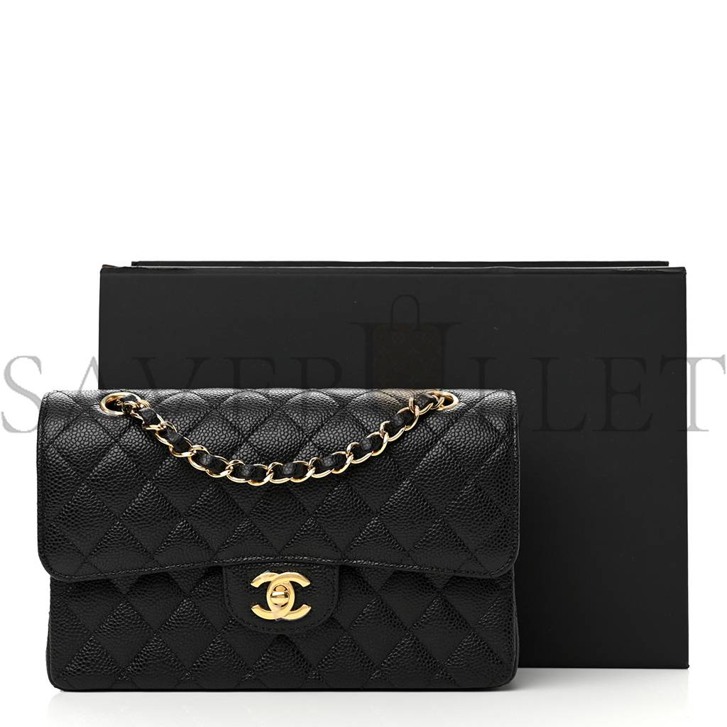 Ch*el caviar quilted small double flap black gold hardware (23*14*6cm)