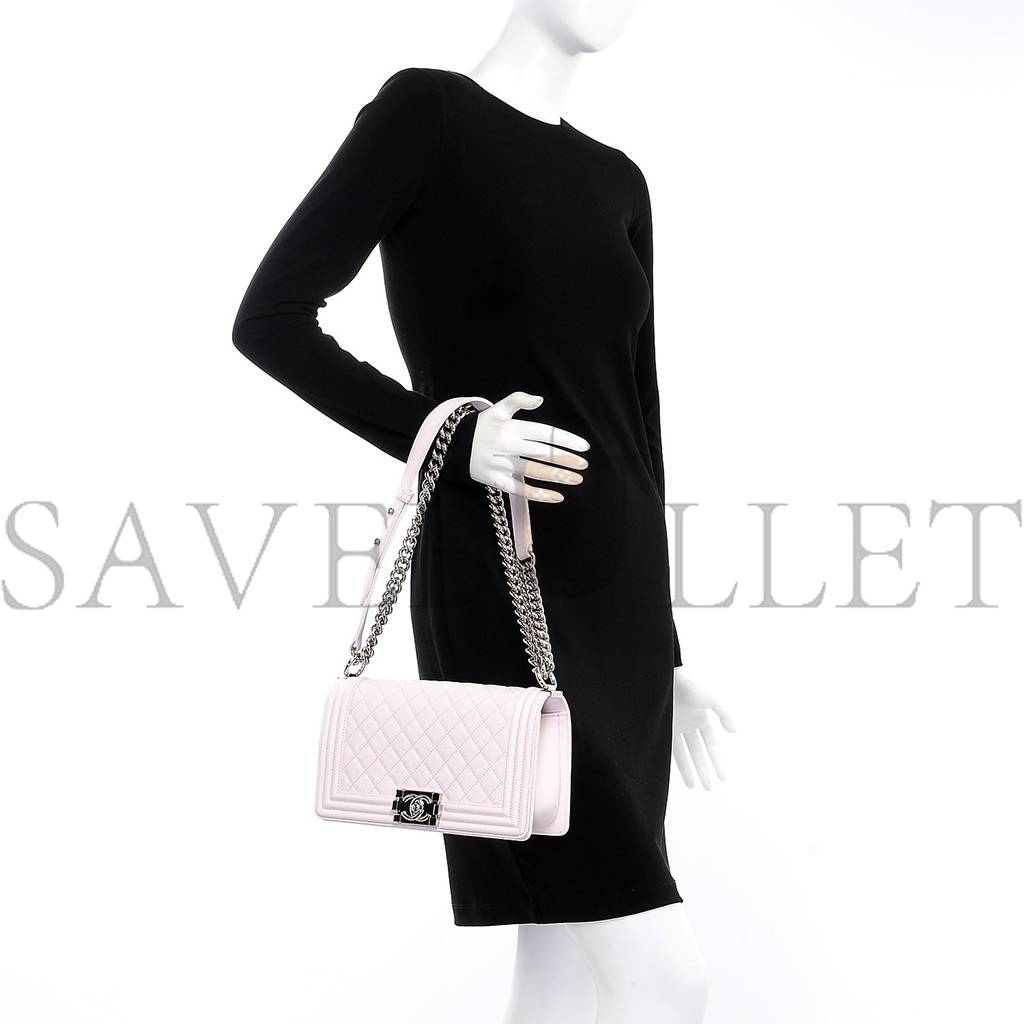 Ch*el caviar quilted medium boy flap white rose gold hardware (25*15*10cm)