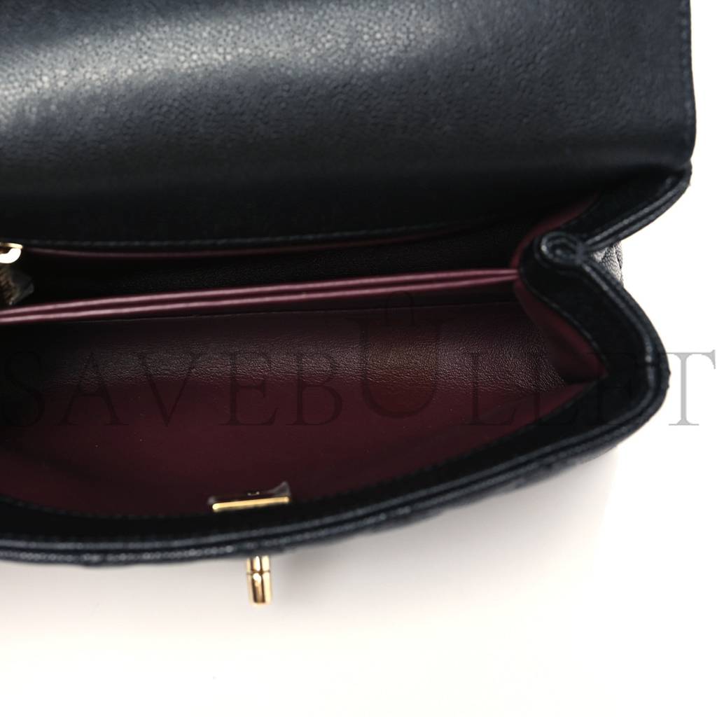 Ch*el caviar quilted mini coco handle flap black gold hardware (23*14*10cm)
