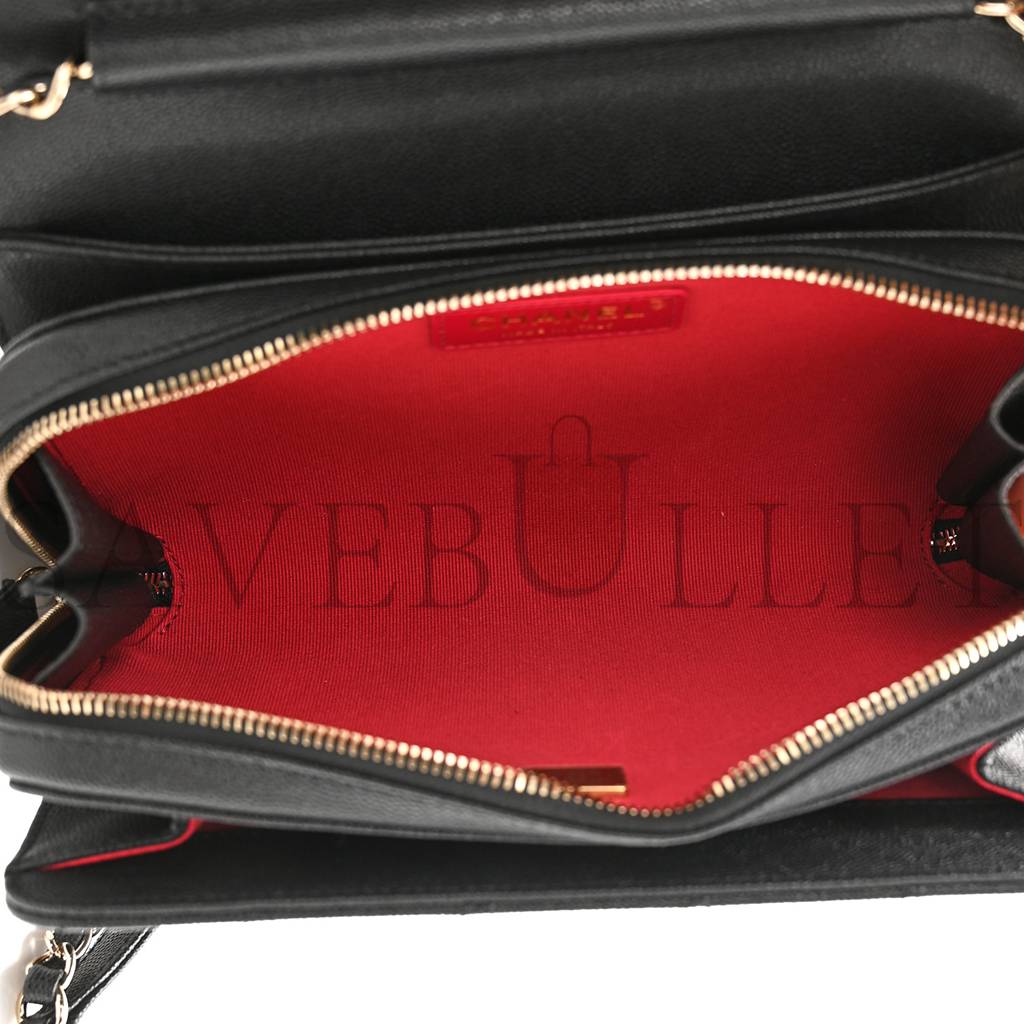 Ch*el caviar quilted large like a wallet flap black rose gold hardware (22*16*8cm)