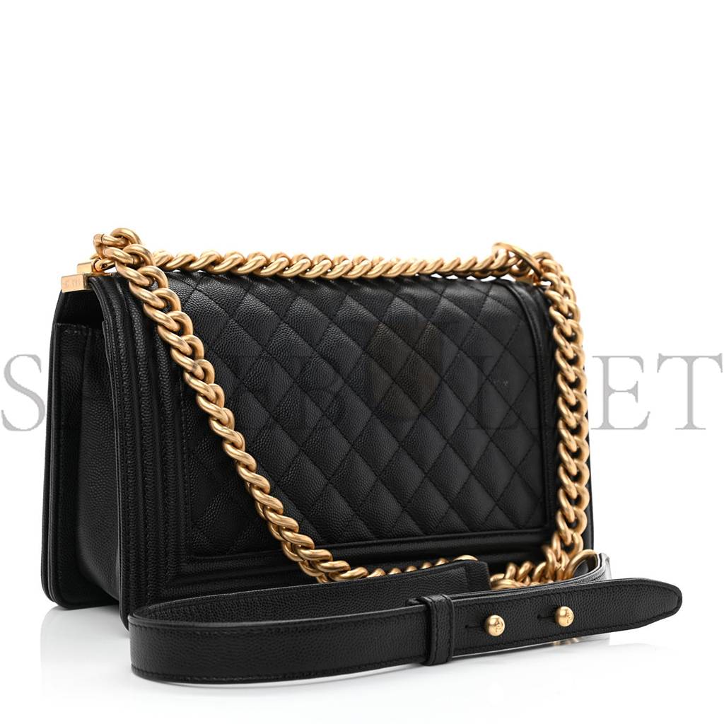 Ch*el caviar quilted medium boy flap black rose gold hardware (25*15*9cm)