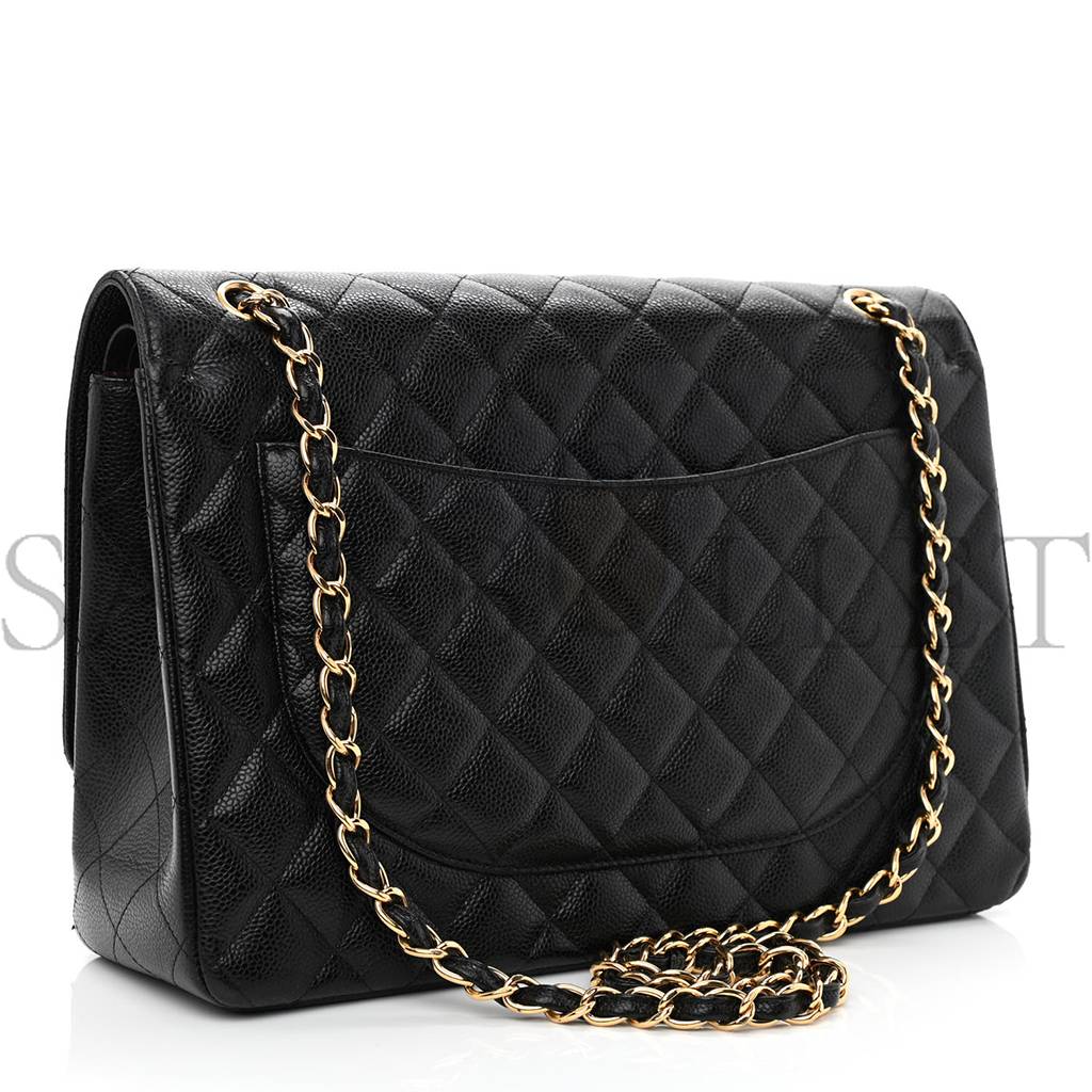 Ch*el caviar quilted maxi double flap black gold hardware (33*22*10cm)