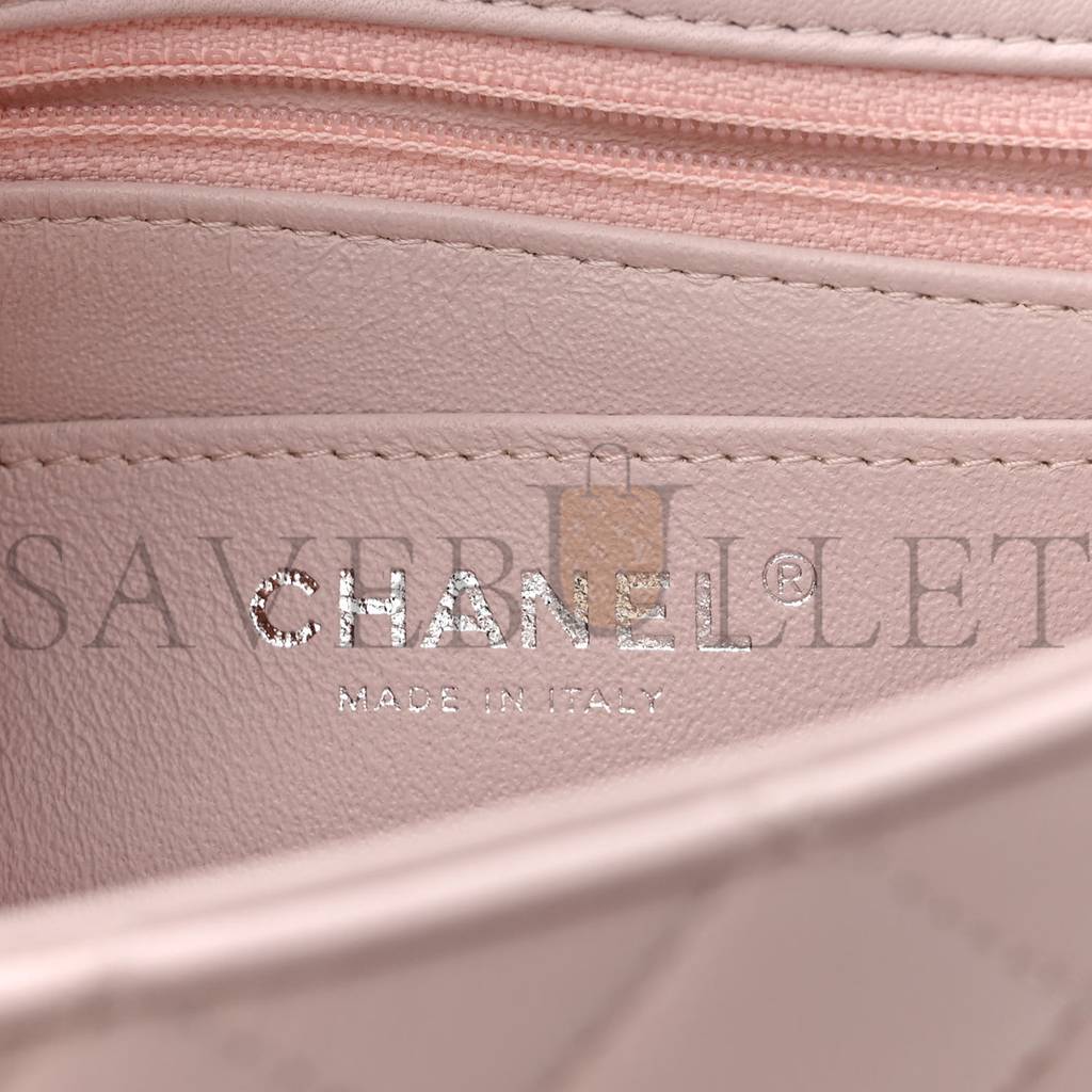 Ch*el lambskin quilted mini rectangular flap light purple silver hardware (20*13*6cm)