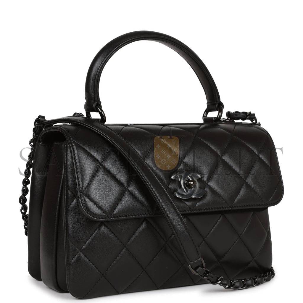 Ch*el large trendy cc bag so black lambskin black hardware (25*17*12cm)
