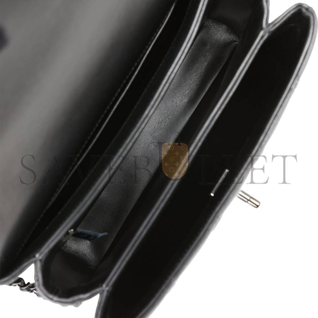 Ch*el large trendy cc bag so black lambskin black hardware (25*17*12cm)