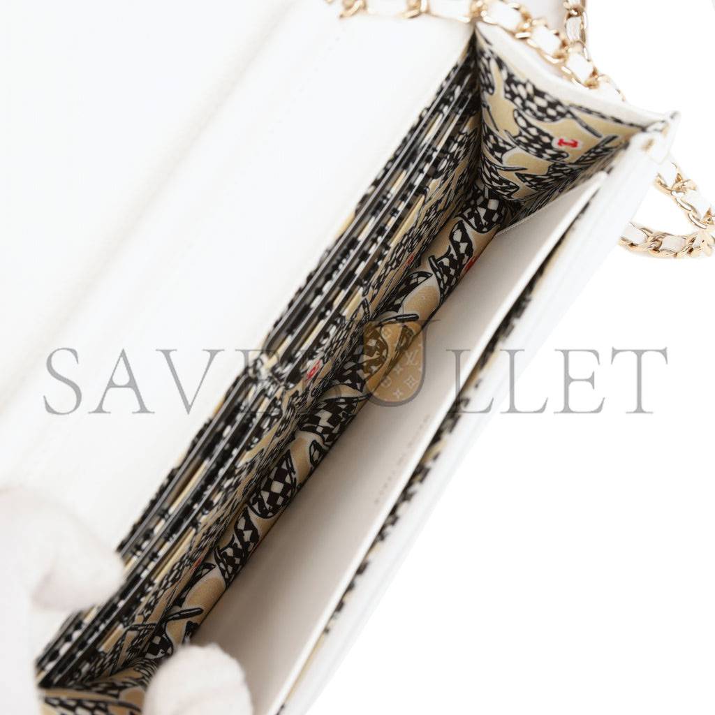 Ch*el wallet on chain woc white caviar light gold hardware (19*12*4cm)