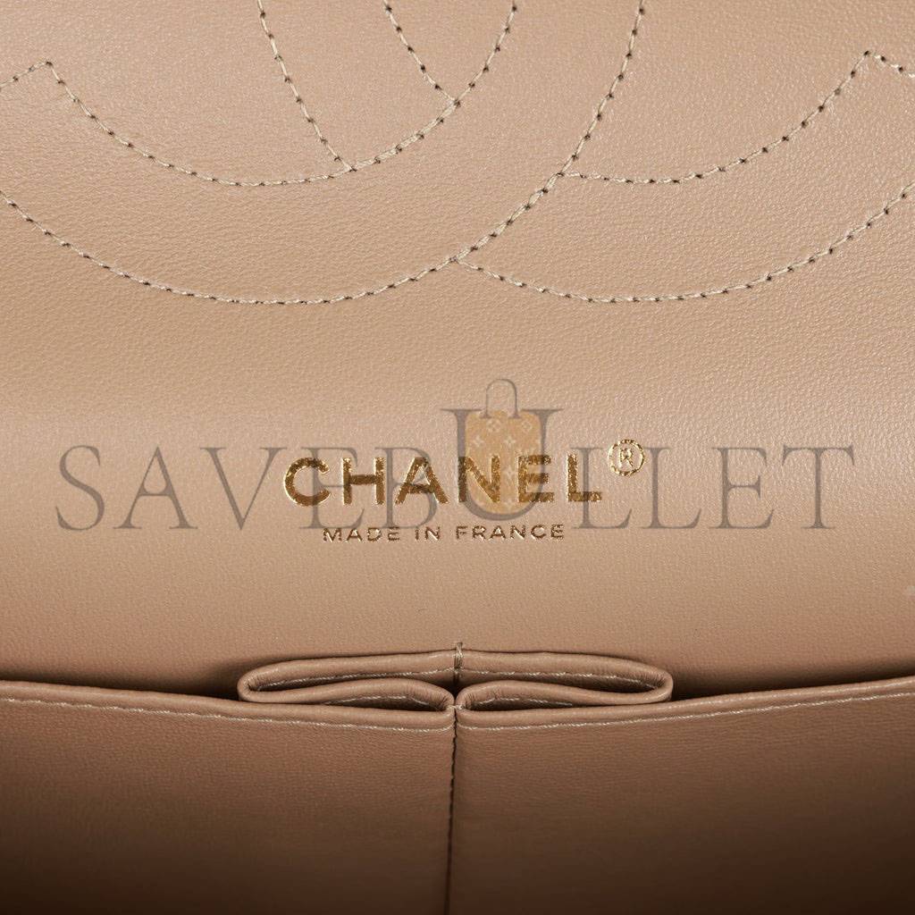 Ch*el jumbo classic double flap bag dark beige caviar gold hardware (30*20*9cm)