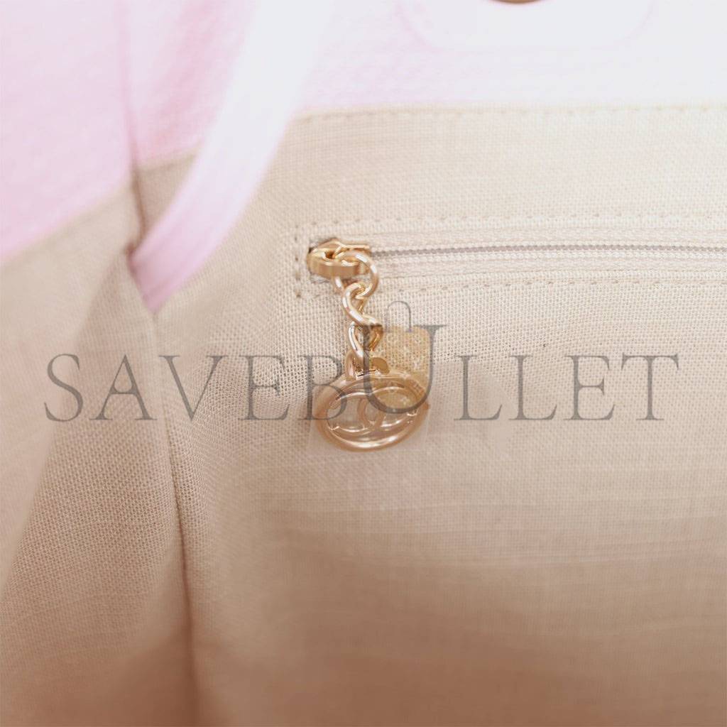 Ch*el small deauville shopping bag pink boucle light gold hardware (34*27*15cm)